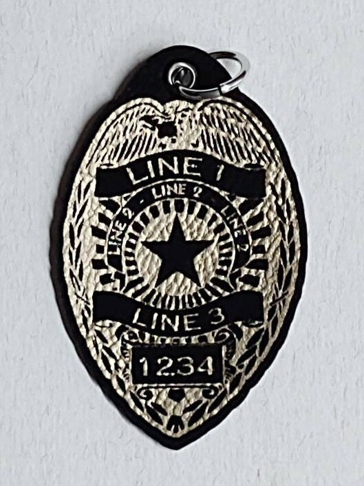 Personalized Police Badge Leatherette Key chain