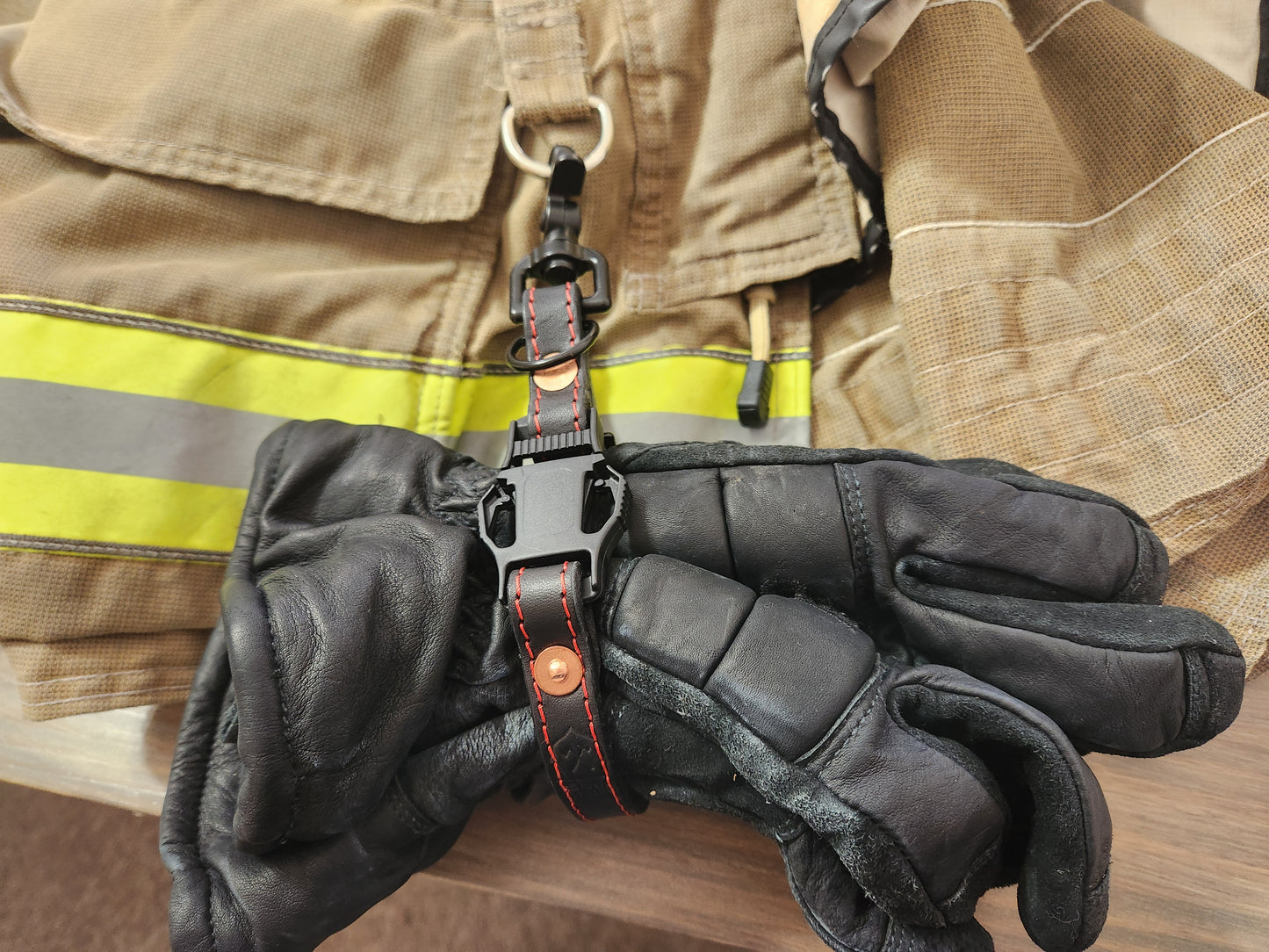 Firefighter leather Adjustable glove straps - Personalized with your own text