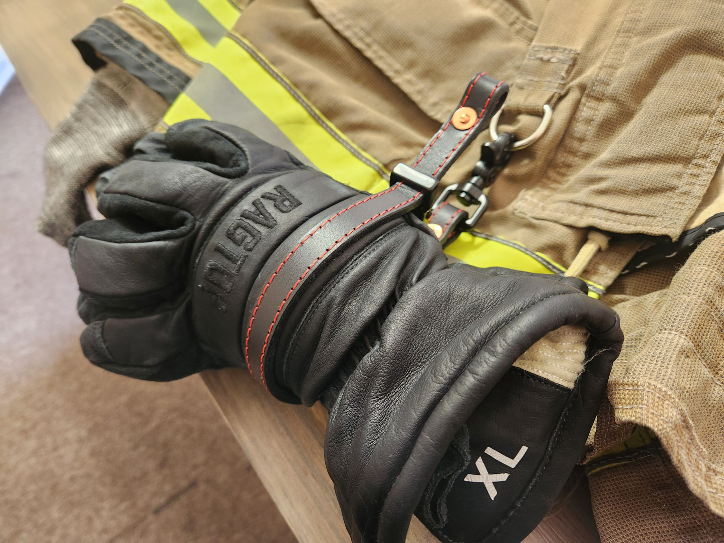 Firefighter leather Adjustable glove straps - Personalized with your own text