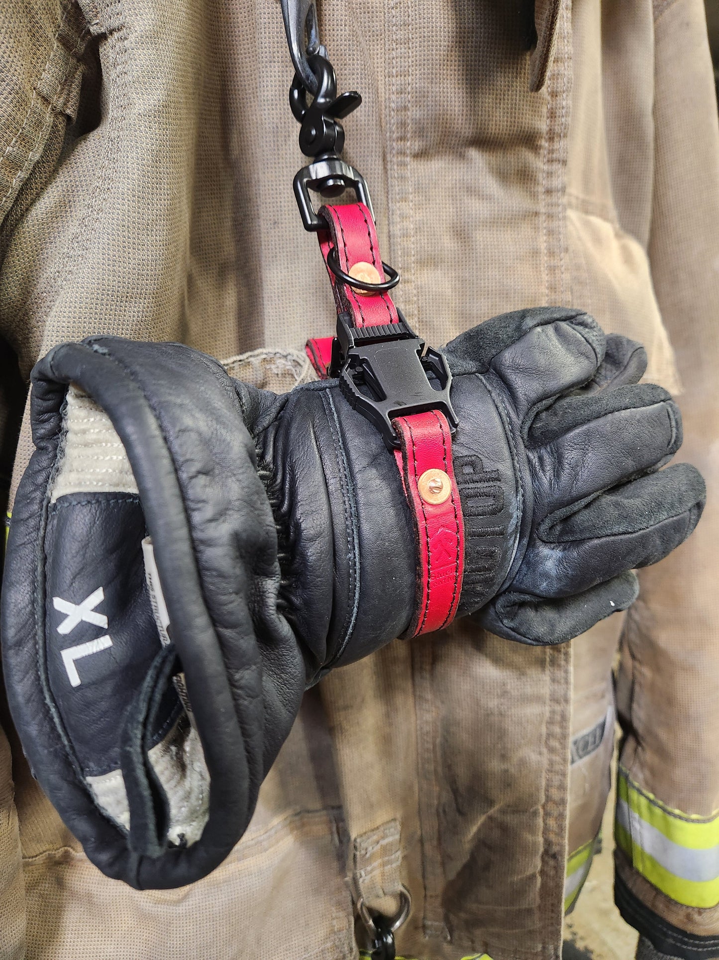 Firefighter Leather Adjustable glove strap - HAND DYED COLORS