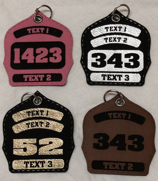 Personalized Helmet Shield Leatherette Key chain / ornament