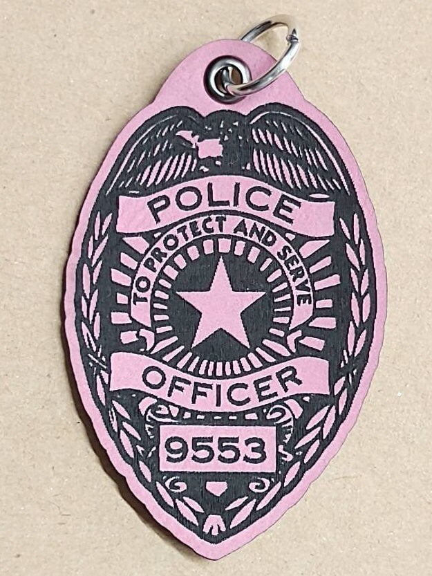 Personalized Police Badge Leatherette Key chain