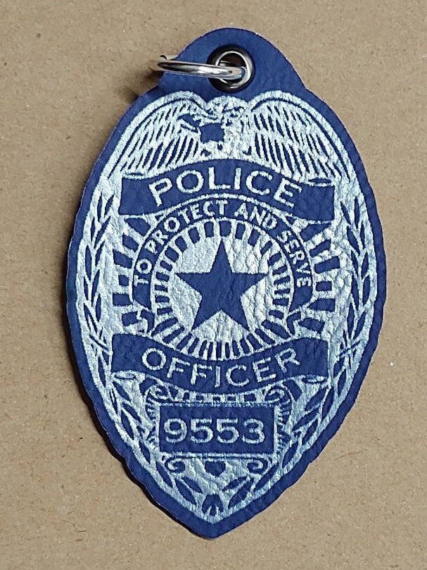Personalized Police Badge Leatherette Key chain
