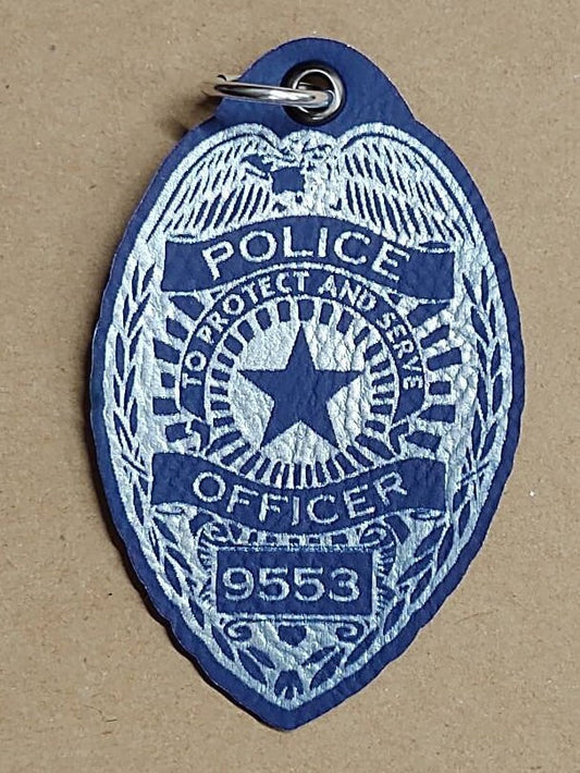 Personalized Police Badge Leatherette Key chain