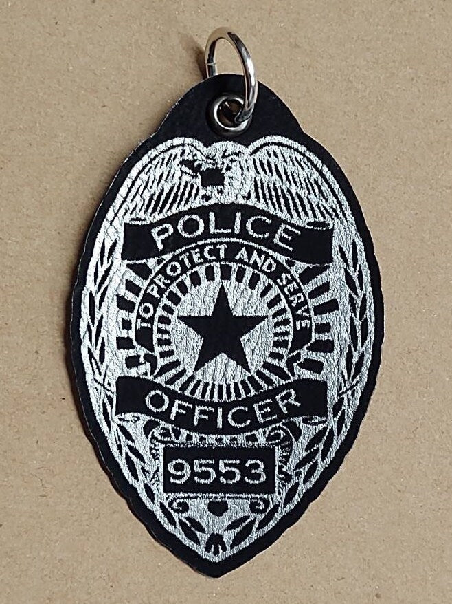 Personalized Police Badge Leatherette Key chain