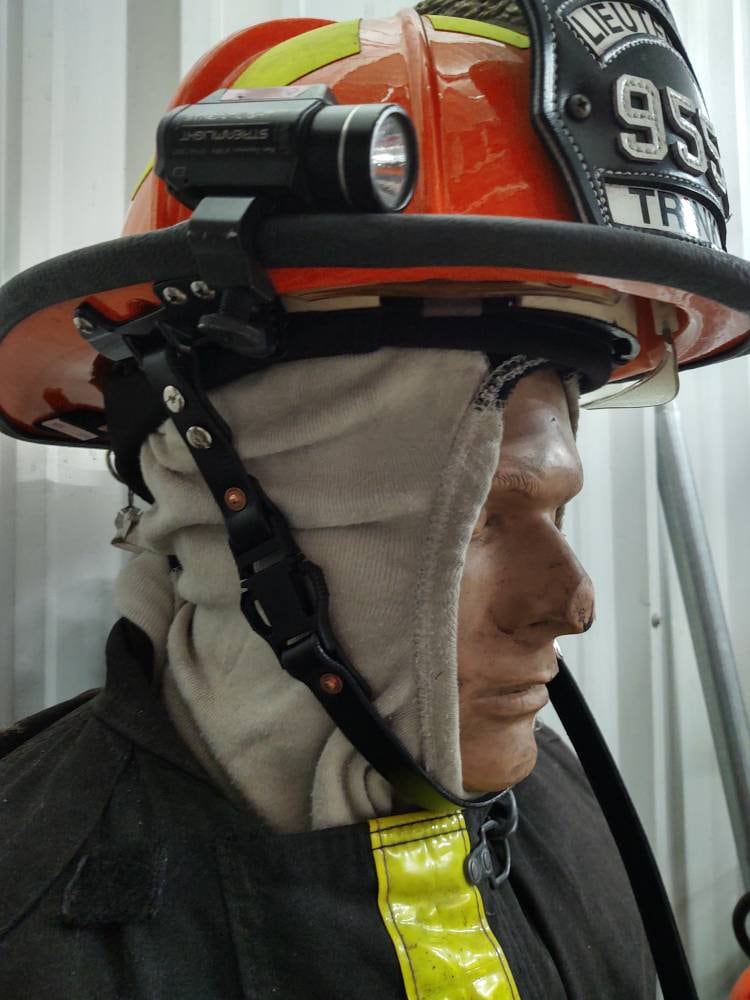 Firefighters BLACK Leather Fire Helmet Chin Strap - Personalizable with your own text