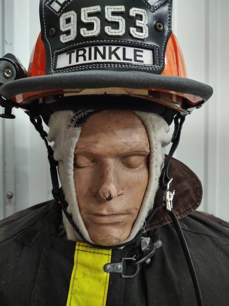Firefighters BLACK Leather Fire Helmet Chin Strap - Personalizable with your own text