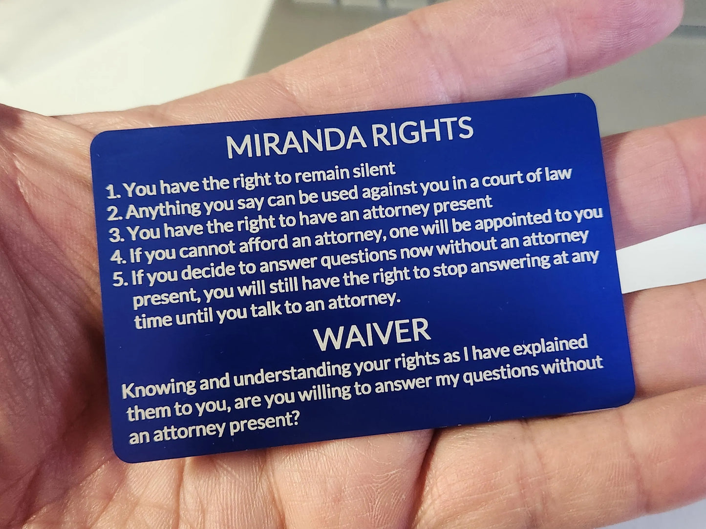 Miranda Rights Metal Card